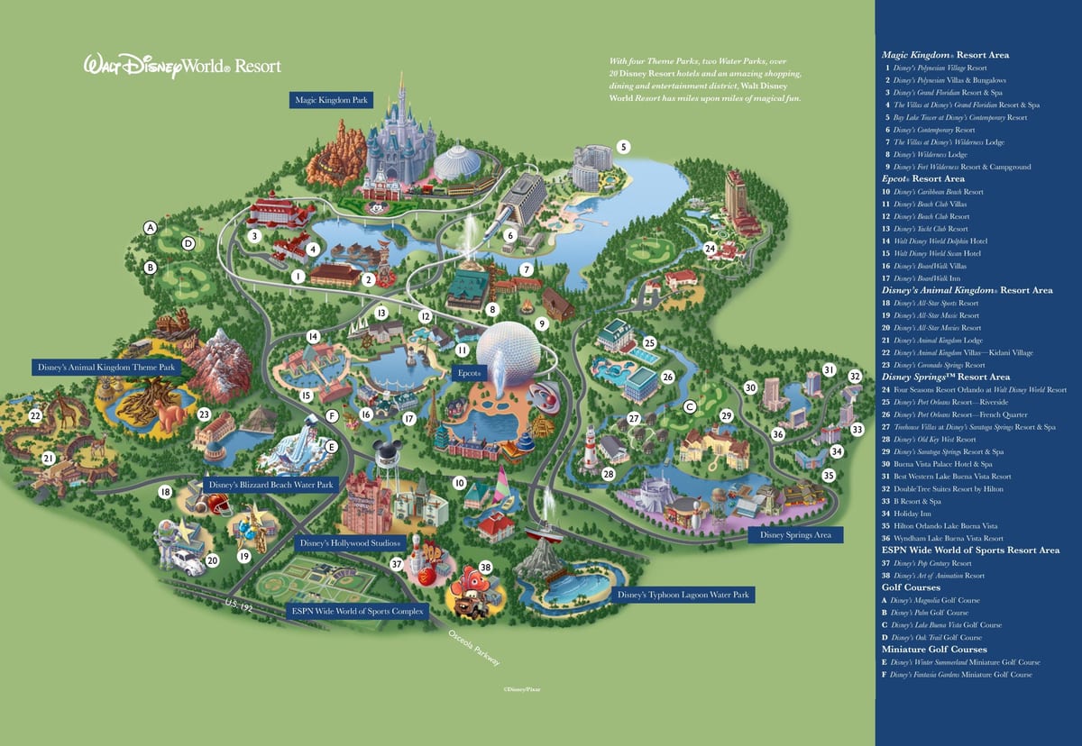 Disney World resorts karta