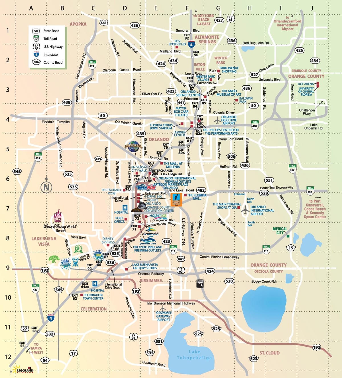 turist karta över Orlando