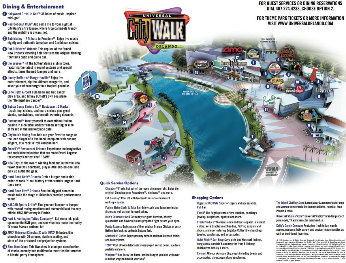 Universal Orlando citywalk karta